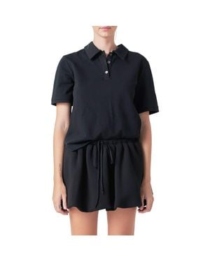 Grey Lab Relaxed Fit Cotton Piqué Polo - Black