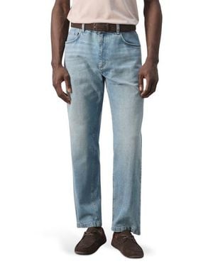 Mango Cotton & Linen Straight Leg Jeans - Blue
