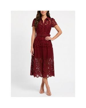 Rachel Roy Jolene Collared Lace Midi Dress