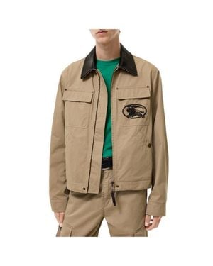 Burberry Leather Collar Cotton Workwear Jacket - Multicolor