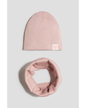 H&M 2-Piece Beanie And Tube Scarf Set - Pink
