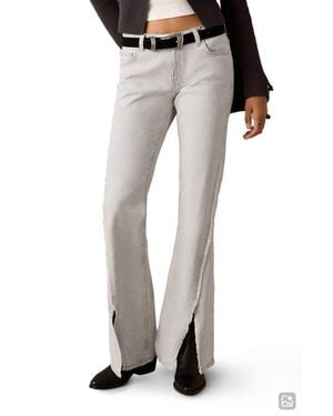 MANGO TEEN Front Split Hem Low Rise Flare Jeans - White