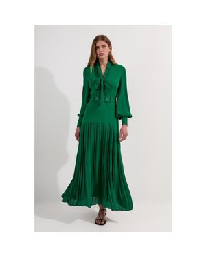 Karen Millen Jersey Ponte Georgette Mix Midi Dress - Green
