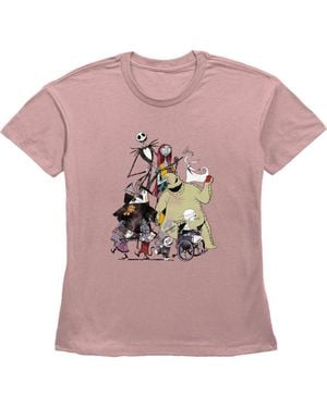 Nightmare Before Christmas Group Character Shot Graphic T-Shirt - Pink