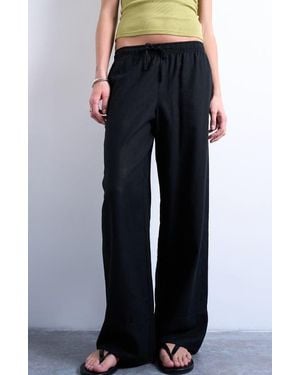 TOPSHOP Linen Blend Straight Leg Pants - Blue