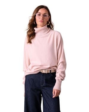 Celtic & Co. Geelong Wool Slouch Turtleneck Sweater - Pink