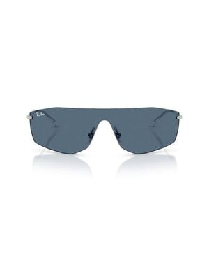 Ray-Ban 141Mm Irregular Shield Sunglasses - Blue