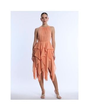 BCBGMAXAZRIA Ruffle Skirt Dress - Orange