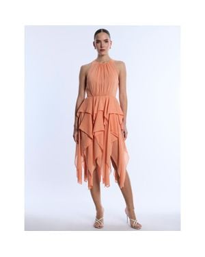 BCBGMAXAZRIA Ruffle Skirt Dress - Orange
