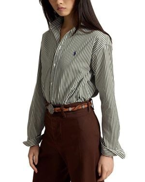 Polo Ralph Lauren Stripe Relaxed Fit Cotton Button-Up Shirt - Gray
