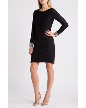 Vince Camuto Rhinestone & Illusion Lace Detail Velvet Cocktail Sheath Dress  in Black | Lyst