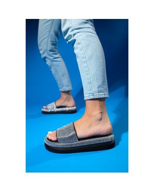 Prologue Shoes Oeste Rhinestone Platform Sandal - Blue