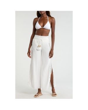 Elan Wide Leg Cover-Up Pants - White