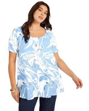 June + Vie Short-Sleeve Swing One + Only Tunic - Blue