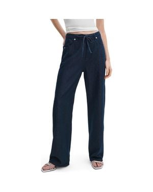 Rag & Bone Featherweight Phoebe Drawstring Wide Leg Jeans - Blue