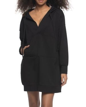 Felina Kimora Long Sleeve Sweatshirt Lounge Dress - Black