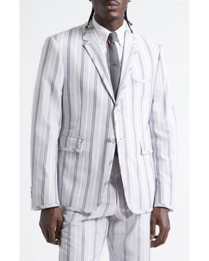 Thom Browne Madras Repp Stripe Cotton Sport Coat - Multicolor