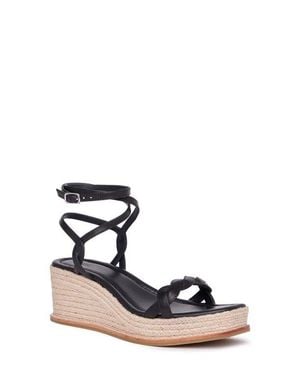 PAIGE Joanna Ankle Strap Platform Wedge Sandal - Black