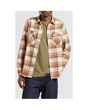 Brixton Bowery Flannel Button-Up Shirt - Brown