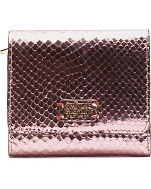 Frances Valentine Perfect Snakeskin Embossed Metallic Leather Trifold Wallet - Purple