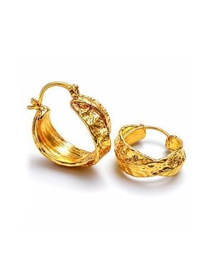 LA MENO Twisted Wave Hoop Earrings - Metallic
