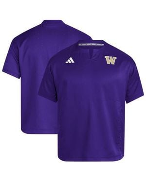 adidas Washington Huskies Dugout Coaches Adizero Notch Neck Pullover Top - Purple