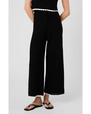 French Connection Teddy Diamond Knit Wide Leg Crop Pants - Black