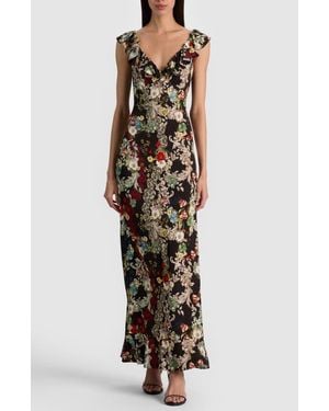 Alice + Olivia Gemma Ruffle Hem Midi Dress - Multicolor