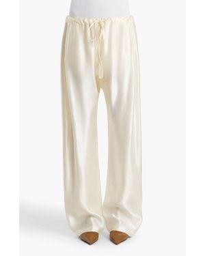 KHAITE Rohen Satin Barrel Leg Drawstring Pants - White