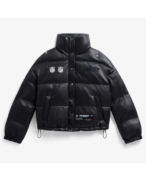 OFF SEASON New York Jets Faux Leather Puffer Jacket - Black