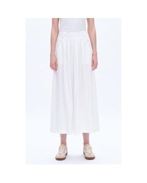 Bayeas Pleated Denim Midi Skirt - White
