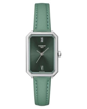 Tissot Srv Leather Strap Watch, 21.8Mm - Green