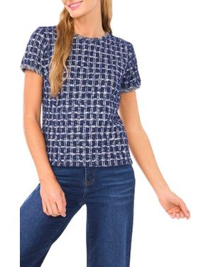 Cece Metallic Tweed Top - Blue