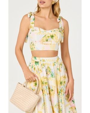 Astr Kaleigh Tropical Print Crop Top - Yellow