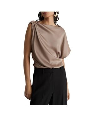 Reiss Kezia Twisted Draped Top - Brown