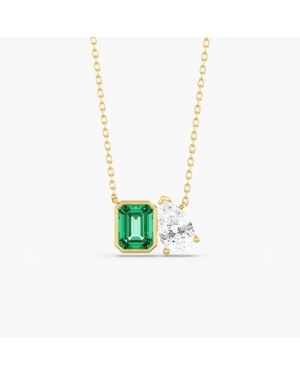 Everlee Toi Et Moi Lab-Created Emerald & Lab Diamond Necklace - White