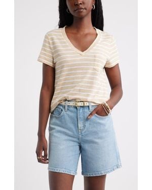 Caslon Cotton & Modal V-Neck T-Shirt - Natural