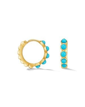 Dower & Hall Medium Azure Huggie Hoops - Blue