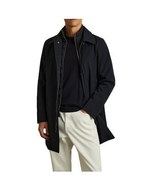 Reiss Logan Water Resistant Overcoat With Removable Funnel Neck Insert - Black