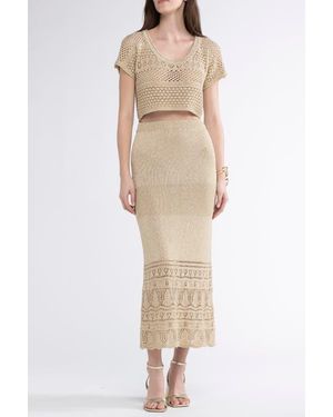 Sunday Saint Tropez Gioca Crochet Cover-Up Maxi Skirt - Natural