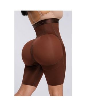 Shapellx High Waist Sculpting Shorts With Side Zip - Brown