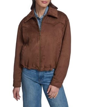 Levi's Western Yoke Faux Suede Bomber Jacket - Brown