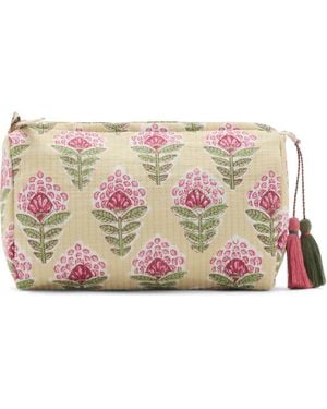 Mango Textured Cotton Cosmetics Bag - Pink