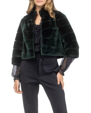 Gorski Genuine Shearling Cropped Bolero With Cropped Sleeves - Black
