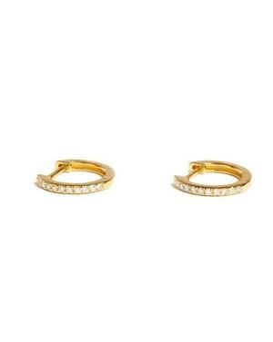 ZARUX Diamond Pavé Huggie Hoops - Metallic