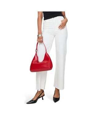 Princess Polly Fawcett Raw Hem High Waist Straight Leg Jeans - Red