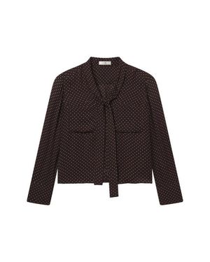 FRAME Polka Dot Tie Neck Shirt - Black