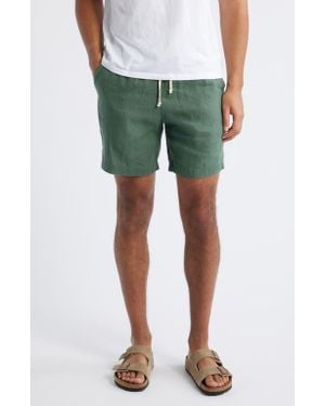 Alex Crane Bo Linen Drawstring Shorts - Green
