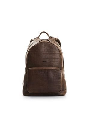 Velez Astra Embossed Leather Backpack - Brown