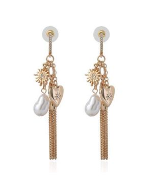 BCBGMAXAZRIA Multi-Charm Tassel Hoop Earrings - Metallic